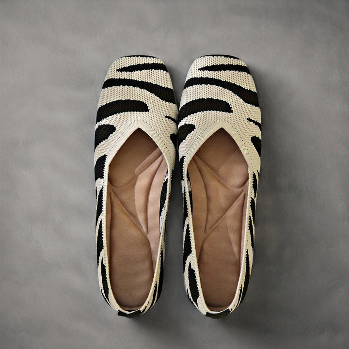 Ivara | Elegante Ballerinas mit Zebra-Muster und Quadratzehen