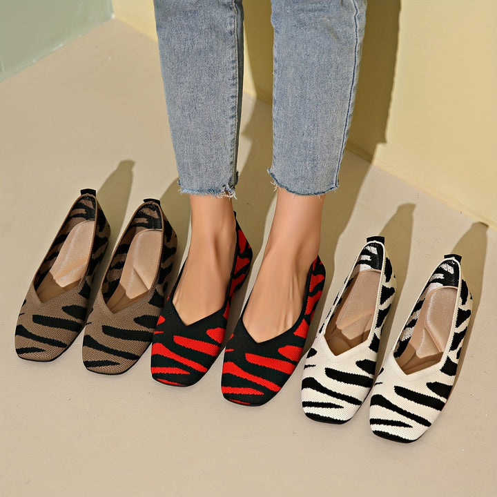 Ivara | Elegante Ballerinas mit Zebra-Muster und Quadratzehen