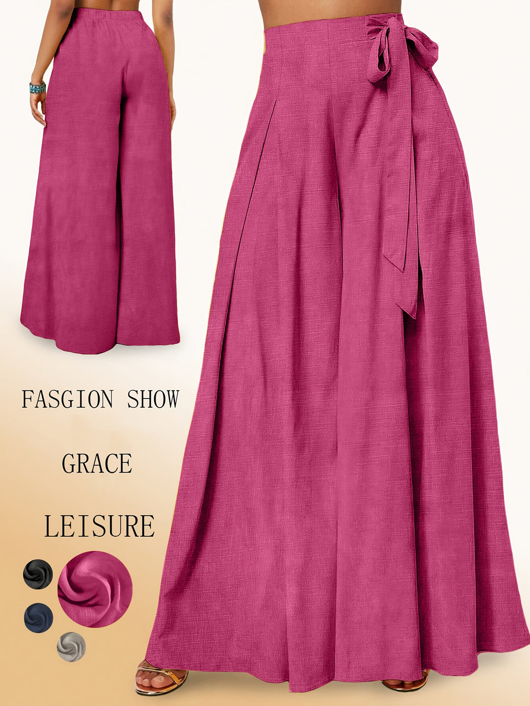 Valerie | Weit geschnittene Hose mit hohem Bund und elegantem Schleifen-Detail