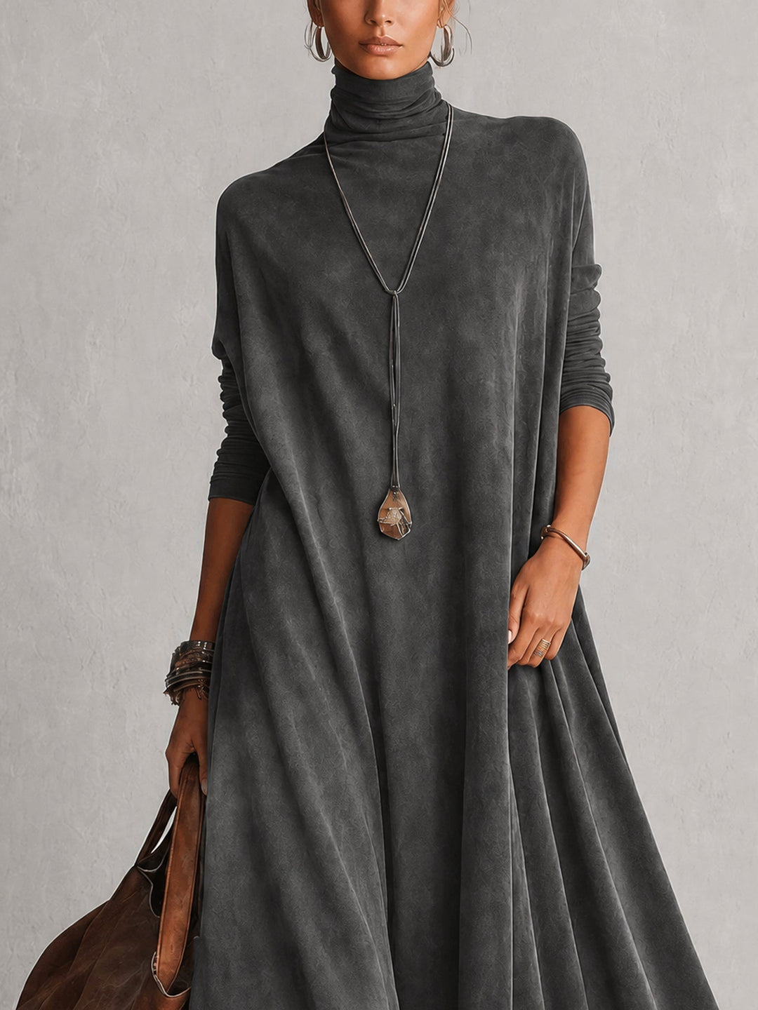 Lillian | Maxikleid mit Wildleder-Effekt und Spitze