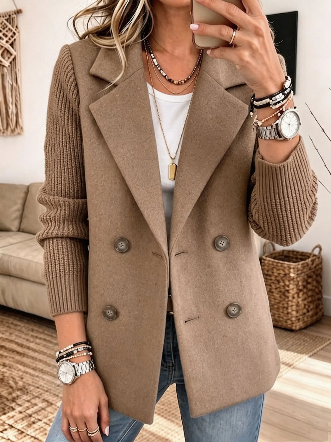 Nicole | Eleganter Blazer mit Strickärmeln und klassischem Design