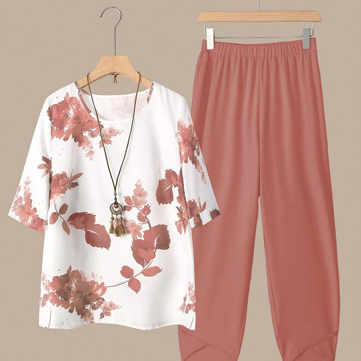 Fynley | Bedrucktes Zweiteiliges Set mit Bluse und Bequemer Hose
