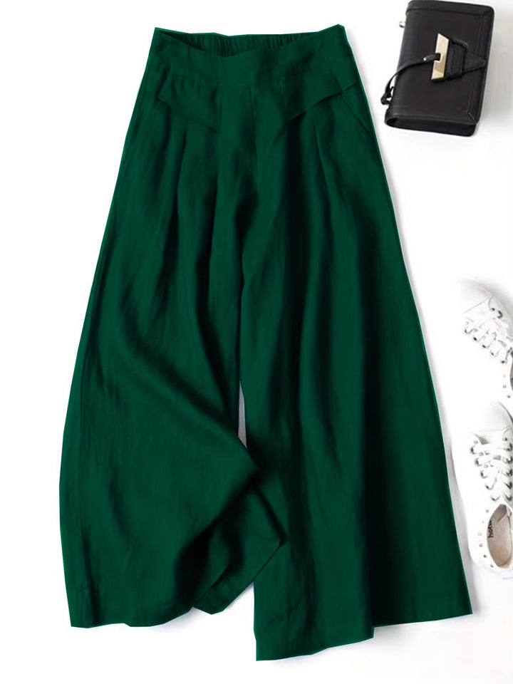 Brisae | Vintage-Style Leinen-Weitbein-Hosen