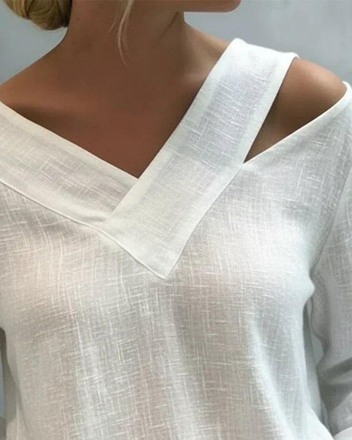 Avelina | Bluse mit schulterfreien Ärmeln und V-Ausschnitt
