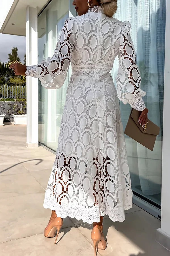 Bloom | Midi-Party-Kleid mit Spitzenärmeln