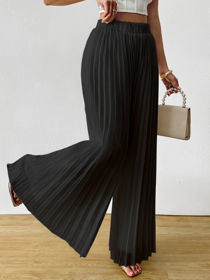 Uliquin | Plissierte weit geschnittene Hose mit elastischem Bund und elegantem Fall