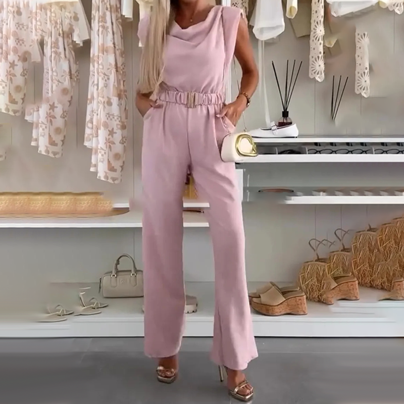 Kaia | Ärmelloses Jumpsuit mit Drapée-Ausschnitt und Taschen