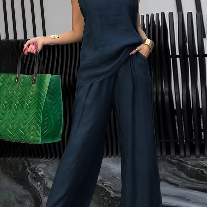 Kalia | Zweiteiliges Casual-Set mit Ärmellosem Top und Weitgeschnittenen Hosen