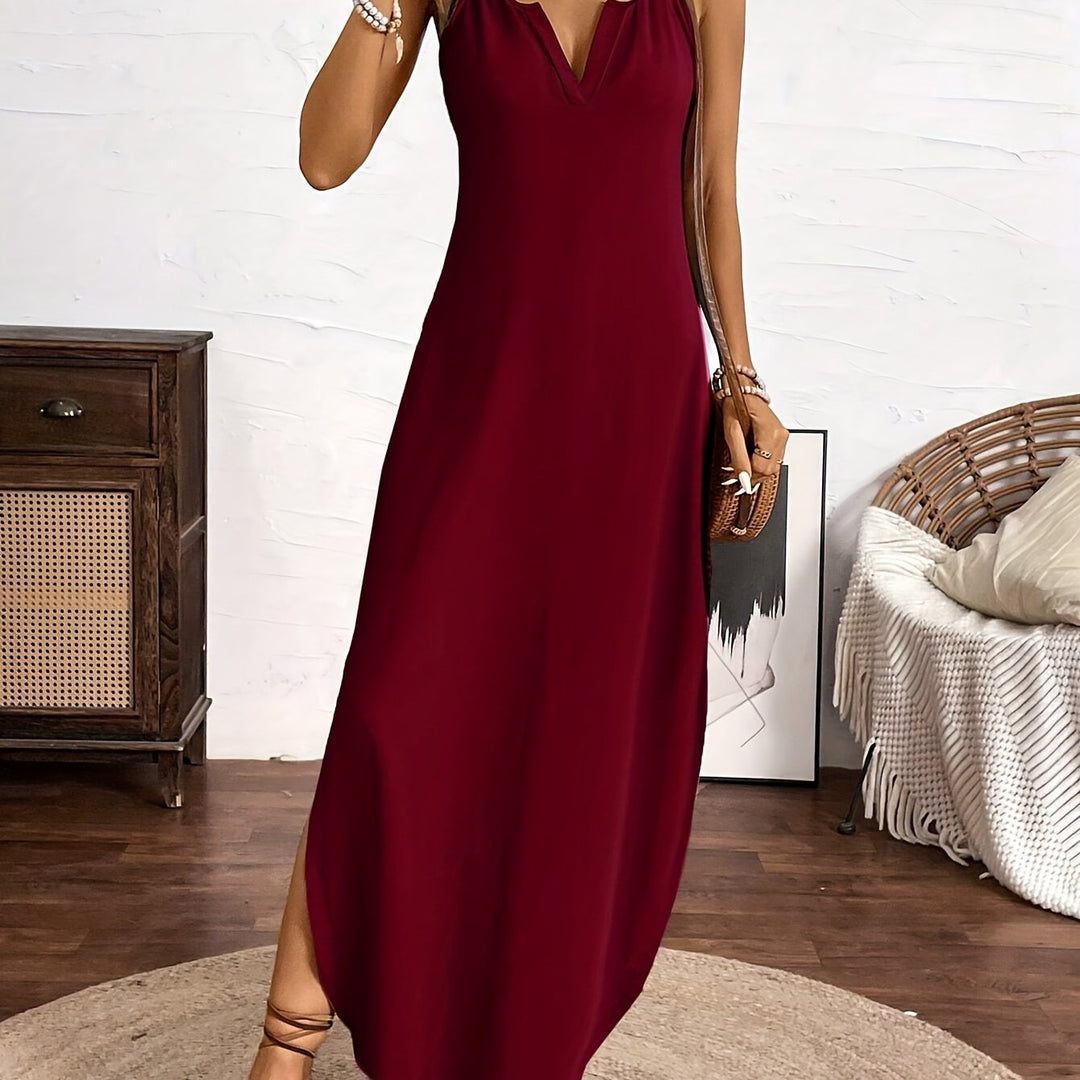 Sailor | Midi-Kleid mit Spaghettiträgern, V-Ausschnitt und lässigem Stil