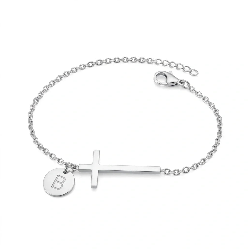 Elodryn | Personalisiertes Kreuz und Initialien Armband