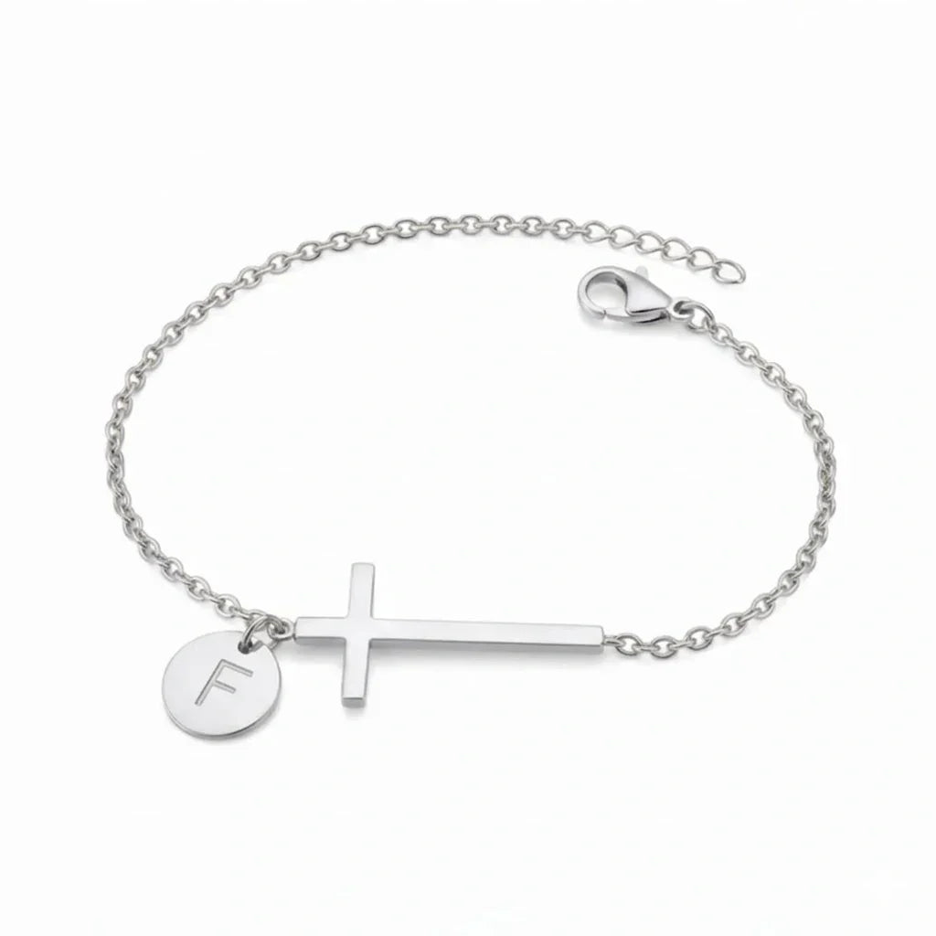 Elodryn | Personalisiertes Kreuz und Initialien Armband