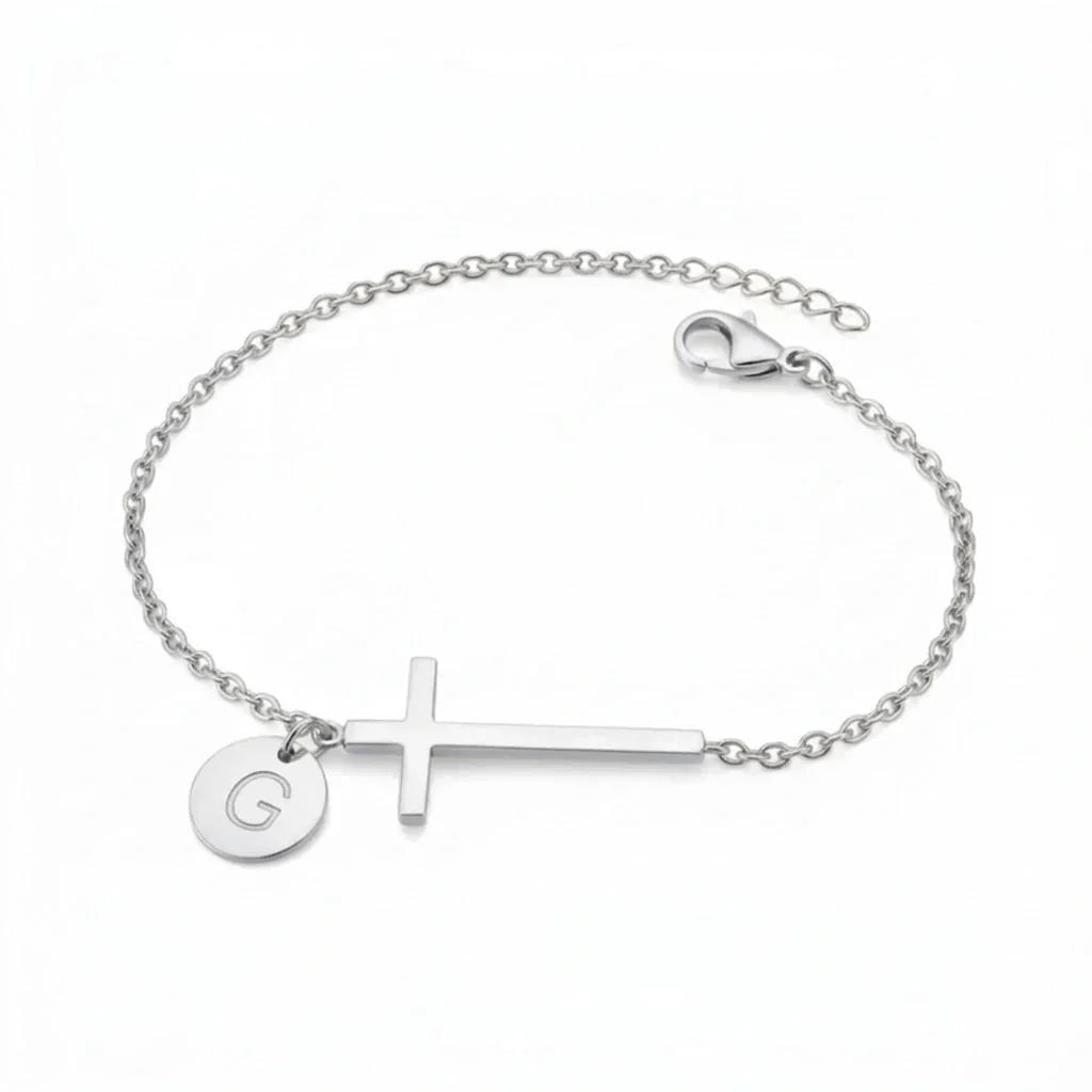 Elodryn | Personalisiertes Kreuz und Initialien Armband