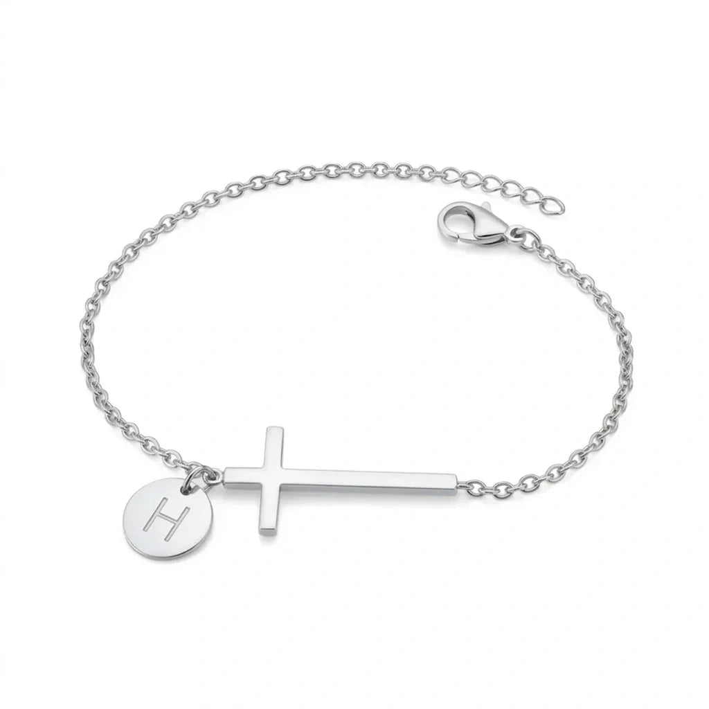 Elodryn | Personalisiertes Kreuz und Initialien Armband
