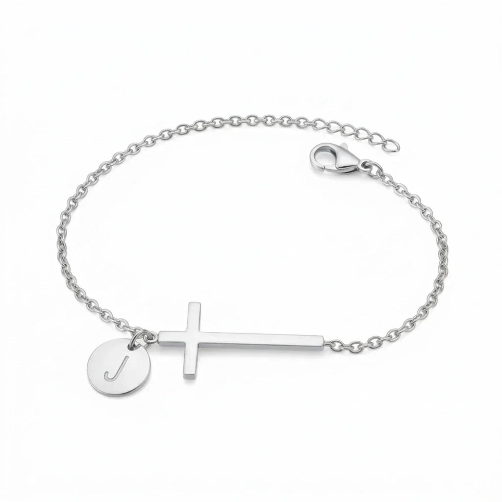 Elodryn | Personalisiertes Kreuz und Initialien Armband