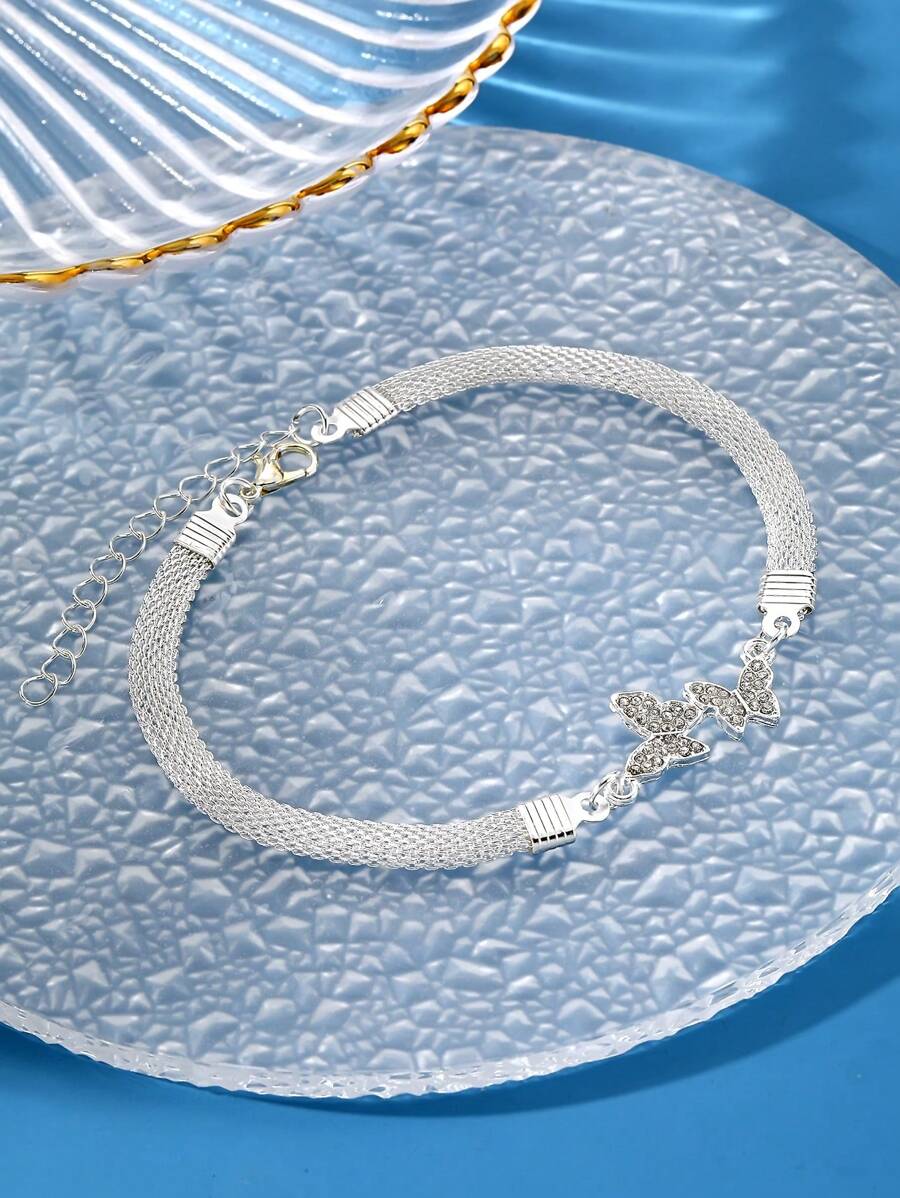 Antonella | Silbernes Armband mit Zirkonia-Schmetterling