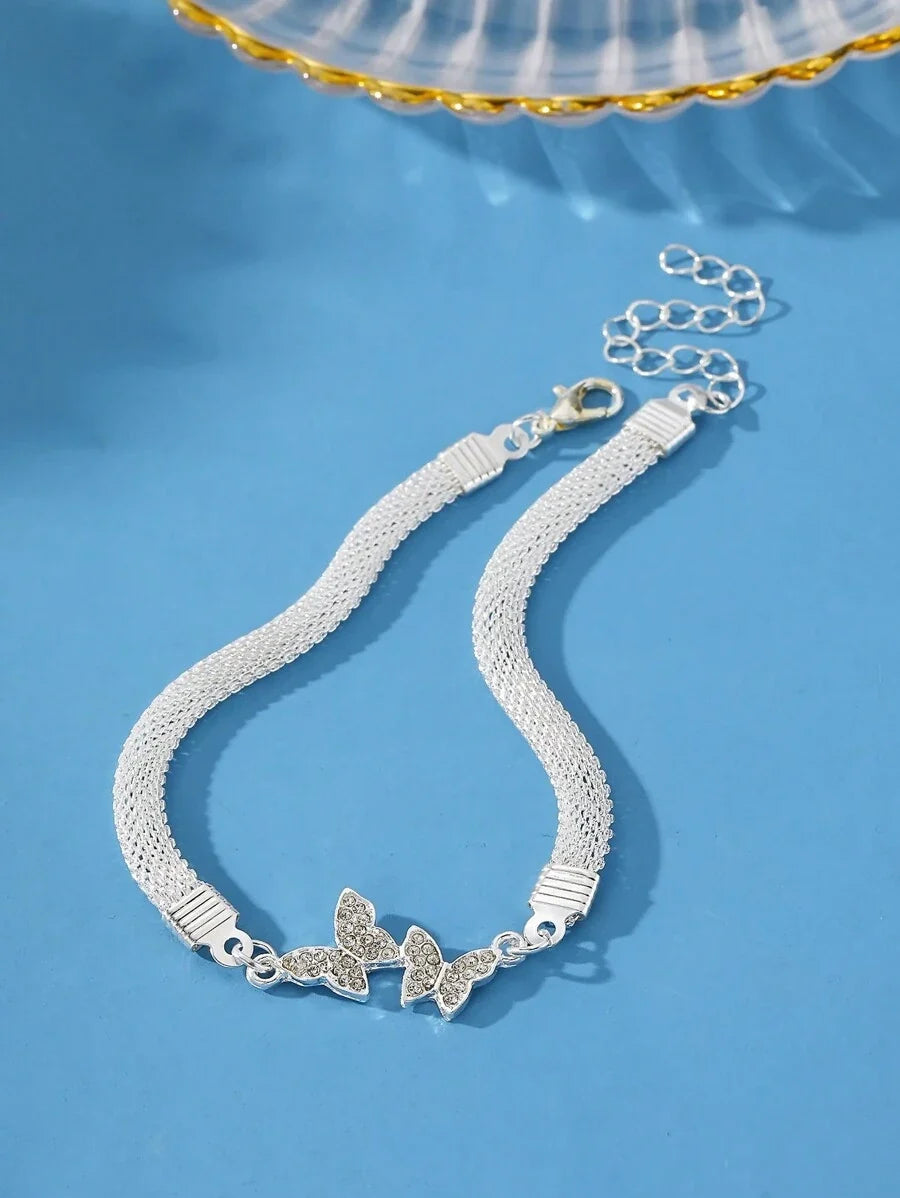 Antonella | Silbernes Armband mit Zirkonia-Schmetterling