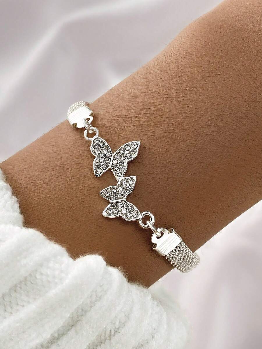 Antonella | Silbernes Armband mit Zirkonia-Schmetterling