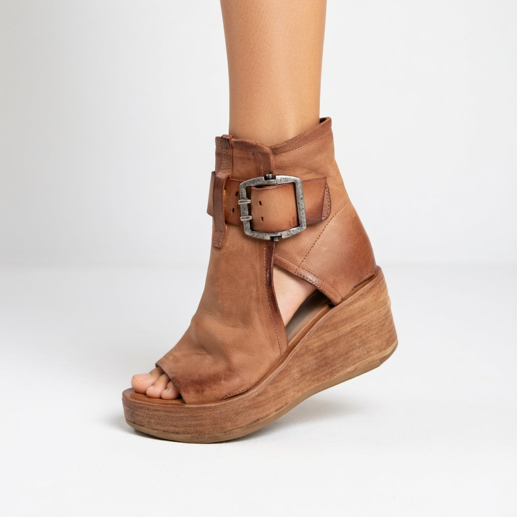 Indiea | Stiefeletten mit Offener Spitze und Bequemer Plattform