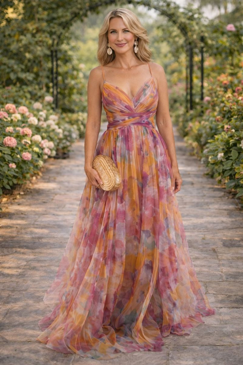 Jenvique | Elegantes Maxikleid mit floralem Muster für Frauen im femininen Stil