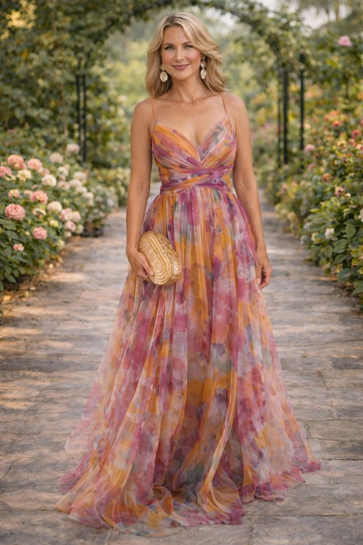 Jenvique | Elegantes Maxikleid mit floralem Muster für Frauen im femininen Stil