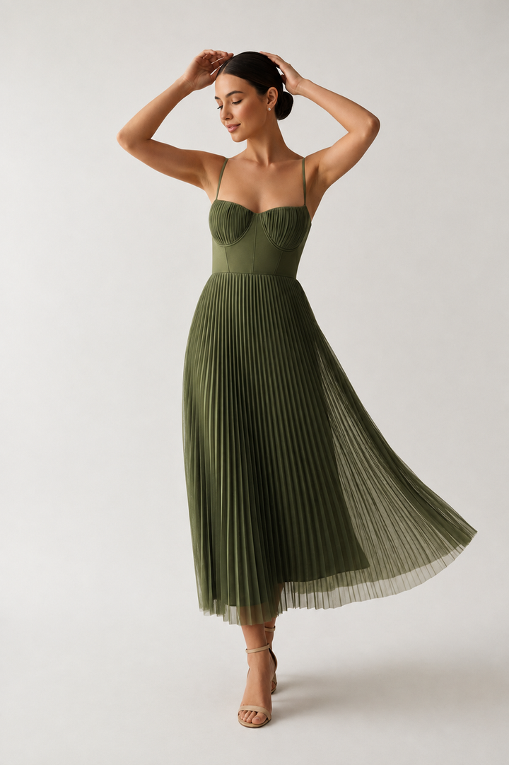 Heidi | Midi-Kleid mit strukturiertem Korsett
