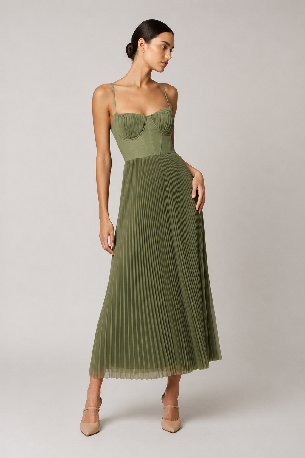 Heidi | Midi-Kleid mit strukturiertem Korsett