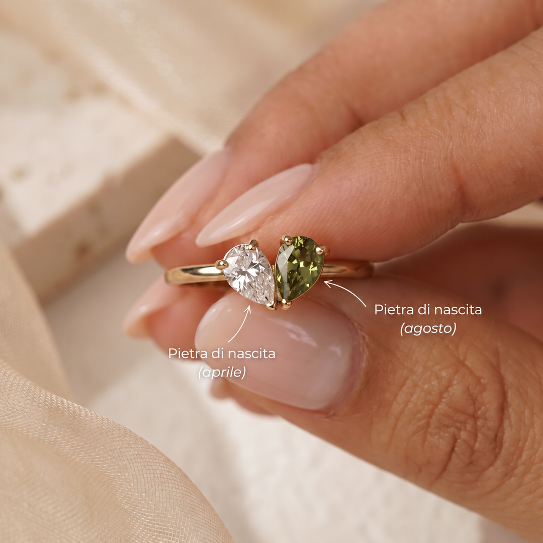 Esmé | Herzring mit zwei Geburtssteinen