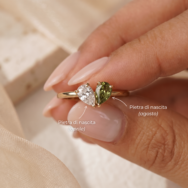 Esmé | Herzring mit zwei Geburtssteinen