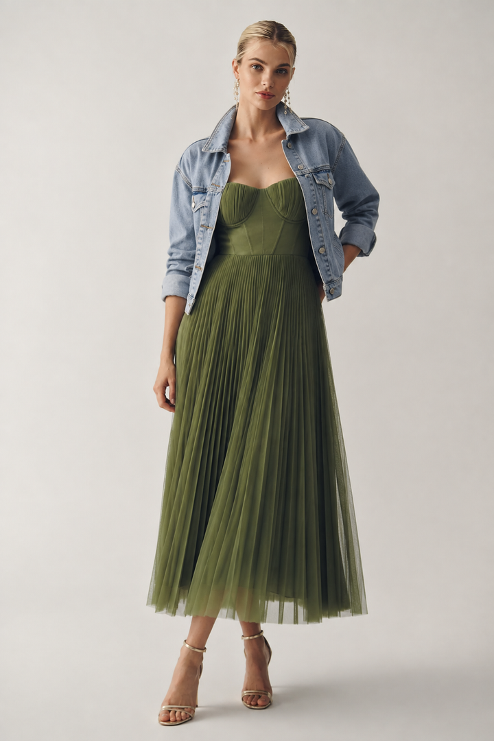 Heidi | Midi-Kleid mit strukturiertem Korsett