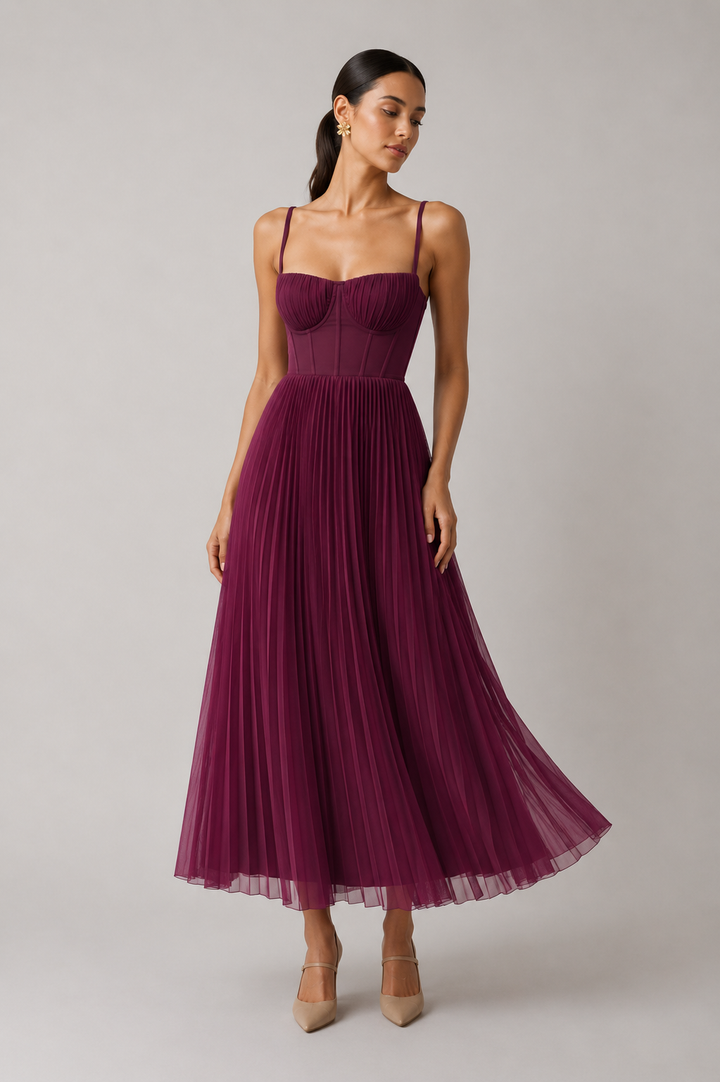 Heidi | Midi-Kleid mit strukturiertem Korsett