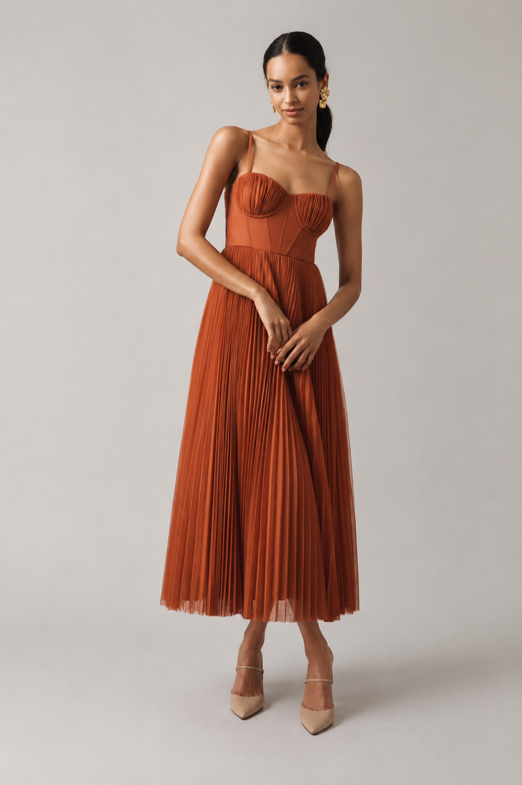 Heidi | Midi-Kleid mit strukturiertem Korsett