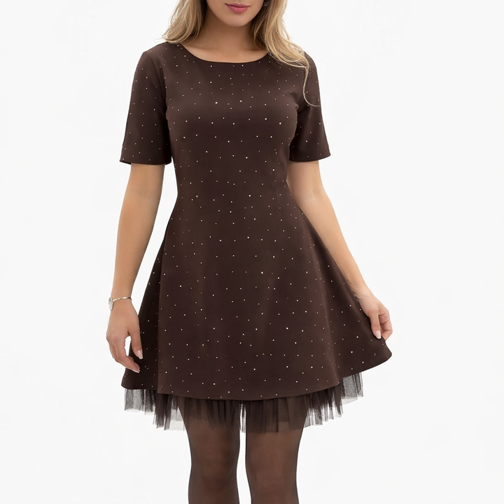 Rovienna | Kurzes Kleid mit Spitze und sophisticated Glanz