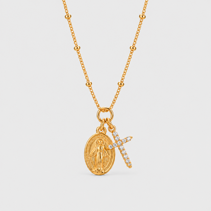 Belladonna | Halskette mit Wundermedaille und Kreuz