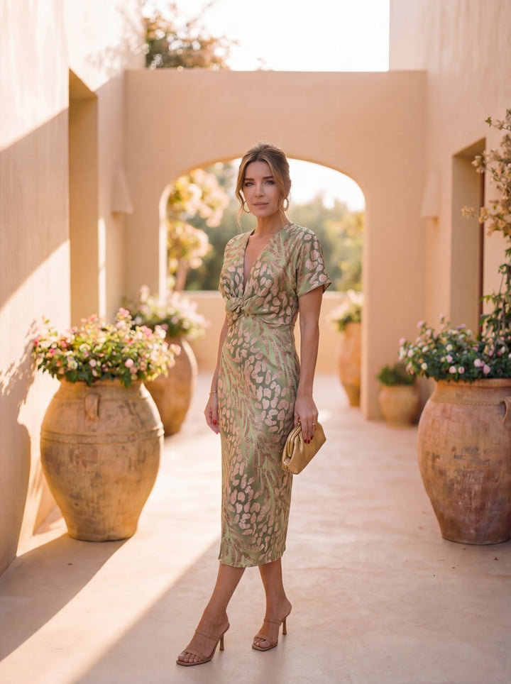 Taryn | Schmeichelndes Kupferfarbenes Langes Kleid