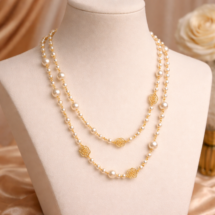 Darivienne | Elegante Perlen und Goldketten Halskette
