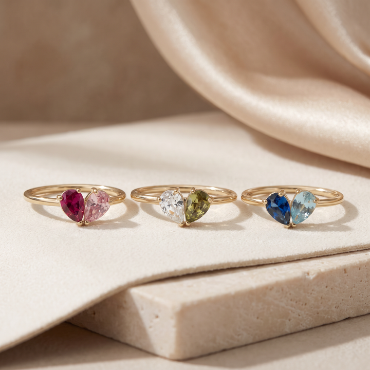 Esmé | Herzring mit zwei Geburtssteinen