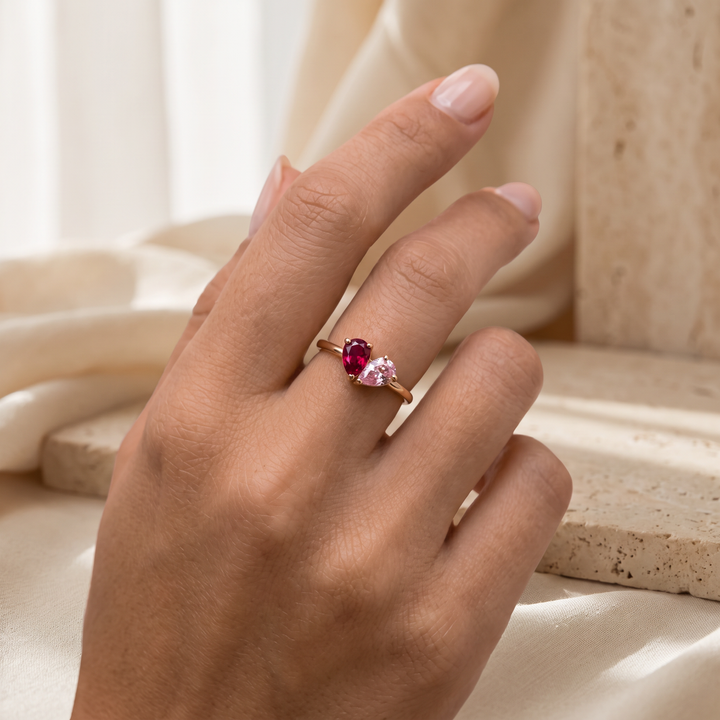 Esmé | Herzring mit zwei Geburtssteinen