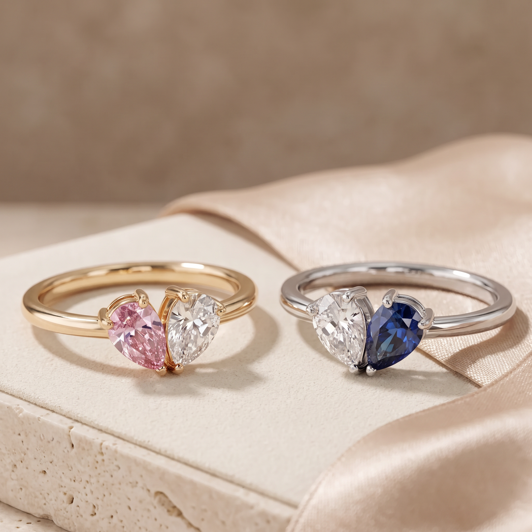 Esmé | Herzring mit zwei Geburtssteinen