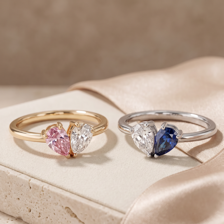 Esmé | Herzring mit zwei Geburtssteinen