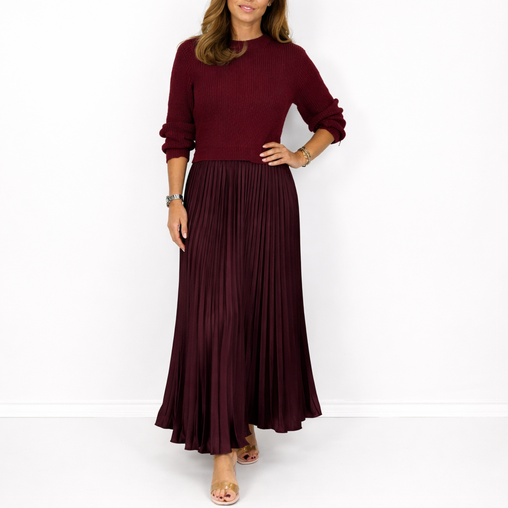 Galira | Elegantes Plissee-Kleid für Frauen mit Rundhalsausschnitt