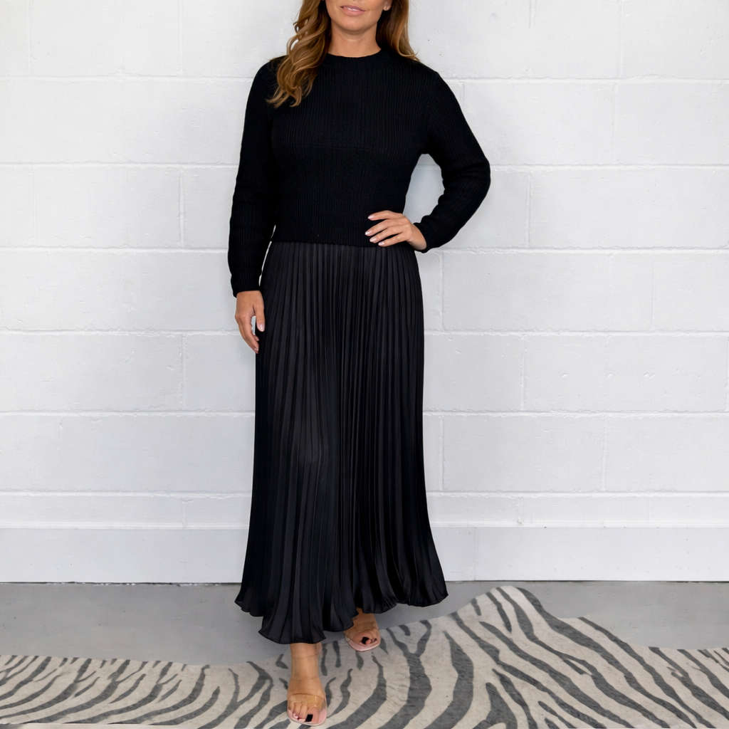 Galira | Elegantes Plissee-Kleid für Frauen mit Rundhalsausschnitt