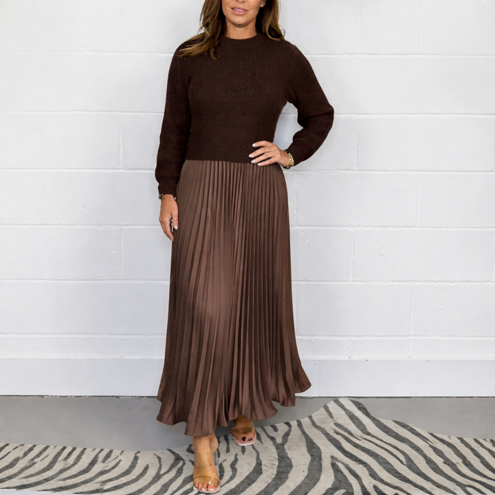 Galira | Elegantes Plissee-Kleid für Frauen mit Rundhalsausschnitt