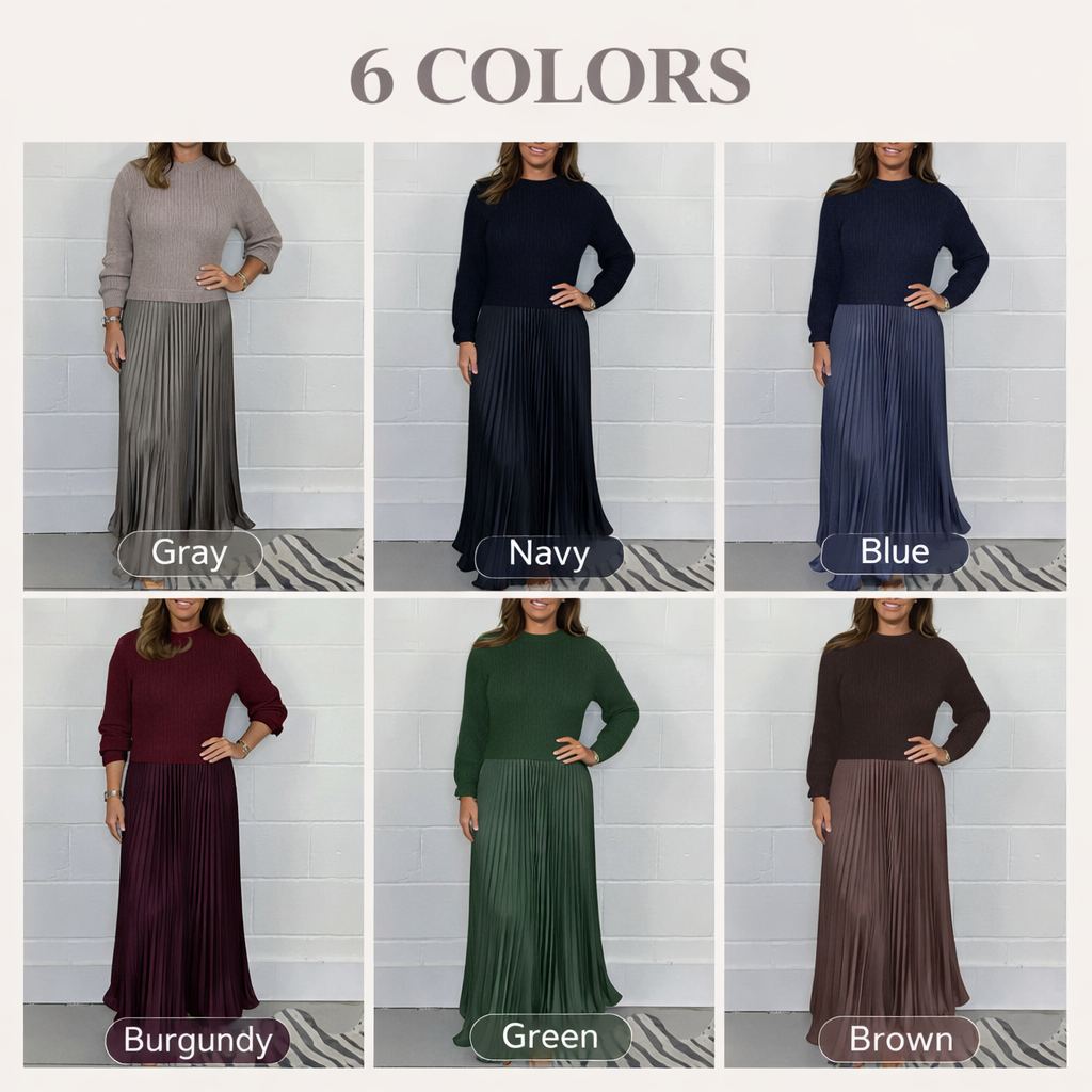 Galira | Elegantes Plissee-Kleid für Frauen mit Rundhalsausschnitt