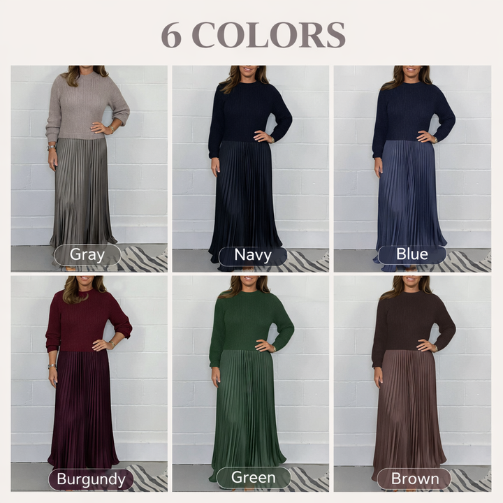 Galira | Elegantes Plissee-Kleid für Frauen mit Rundhalsausschnitt