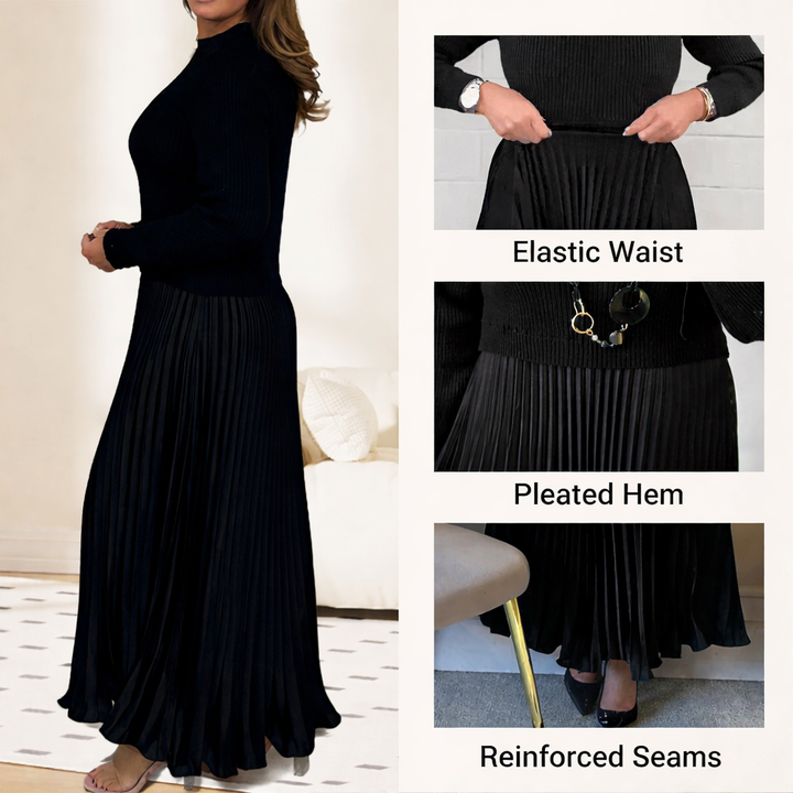 Galira | Elegantes Plissee-Kleid für Frauen mit Rundhalsausschnitt
