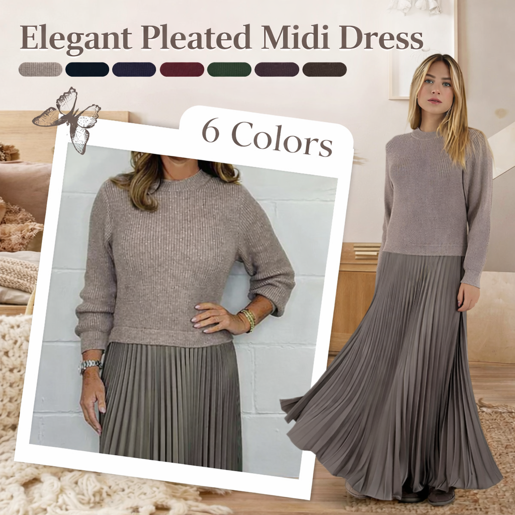 Galira | Elegantes Plissee-Kleid für Frauen mit Rundhalsausschnitt