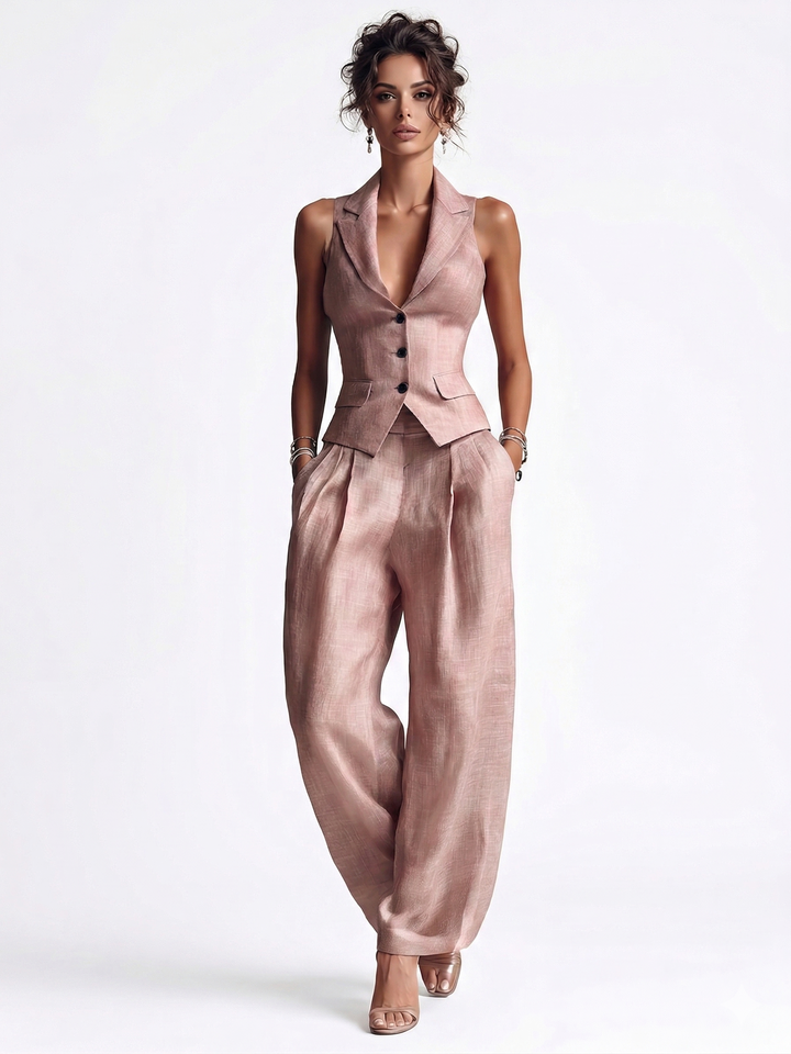 Romira | Set aus rosa Weste und Hose