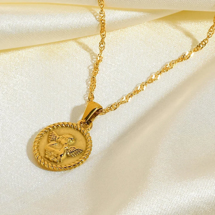 Monica | Halskette mit Medaille des Schutzengels