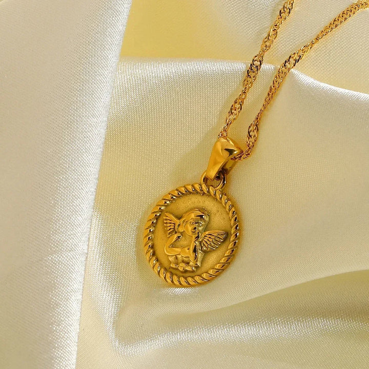 Monica | Halskette mit Medaille des Schutzengels
