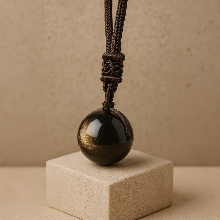 Flora | Schützender Goldener Obsidian Kugelanhänger